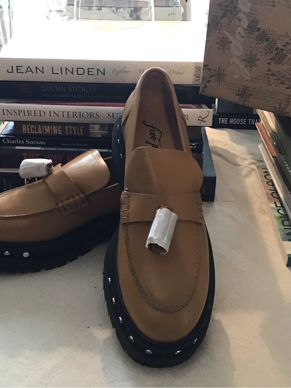 Free People Teagan Tassel Loafer in Caramel Cafe